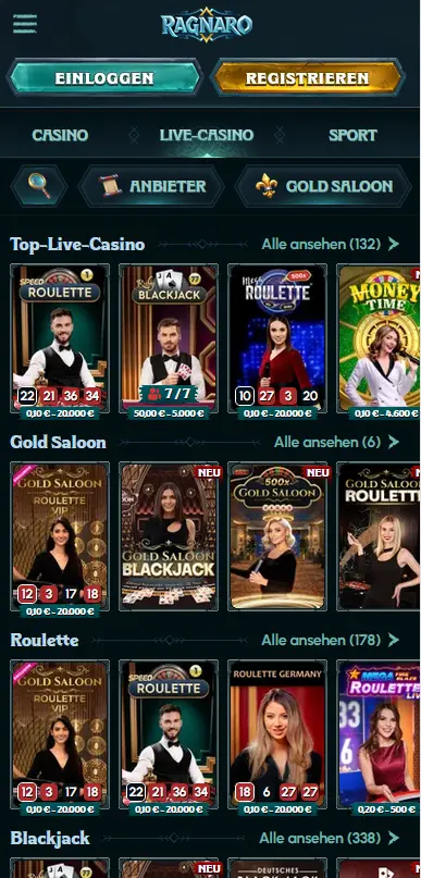 Ragnaro-Plattform in der mobilen Browseransicht